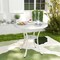 31.5 Inch White Cast Aluminum Patio Bistro Dining Table with Umbrella Hole and Rust-Resistant